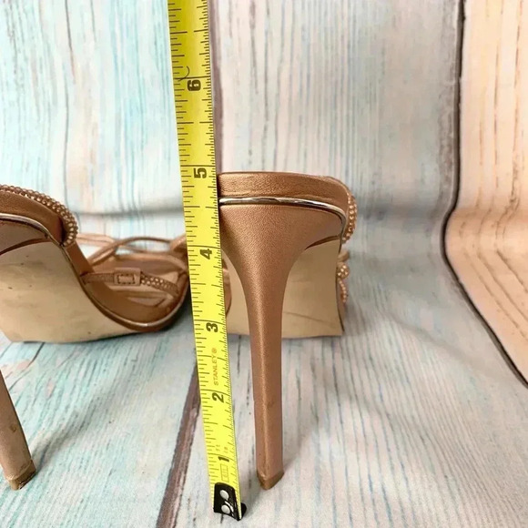 Steve Madden rose gold rhinestone strappy stiletto sandals - Picture 9 of 11